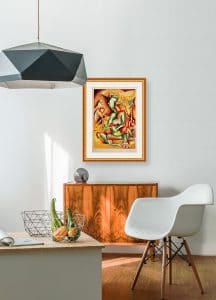 nechita lithograph framed on wall