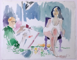 Sam Karres Artist and Model 2011 Painting - Watercolor on Paper