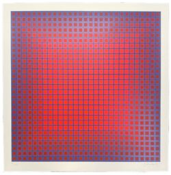 Julian Stanczak 1978 Signed Limited Edition Silkscreen Compounded Red 1010