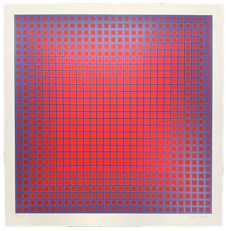 Julian Stanczak 1978 Signed Limited Edition Silkscreen Compounded Red 1010