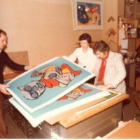 karel signs lithograph in 1978